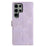 For Samsung Galaxy S25 Ultra Case Wallet Stand Imprinted Triangle Pattern Leather Phone Flip Cover - Purple - 7