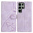For Samsung Galaxy S24 Ultra Case Wallet Stand Imprinted Triangle Pattern Leather Phone Flip Cover - Purple - 1