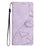 For Samsung Galaxy S24 Ultra Case Wallet Stand Imprinted Triangle Pattern Leather Phone Flip Cover - Purple - 6