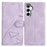 For Samsung Galaxy S23 FE Case Wallet Stand Imprinted Triangle Pattern Leather Phone Flip Cover - Purple - 1