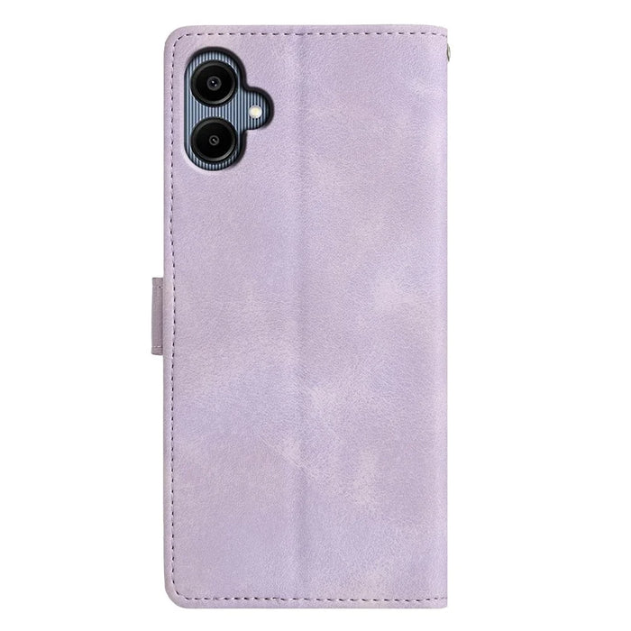 For Samsung Galaxy A06 4G Case Wallet Stand Imprinted Triangle Pattern Leather Phone Flip Cover - Purple - 7