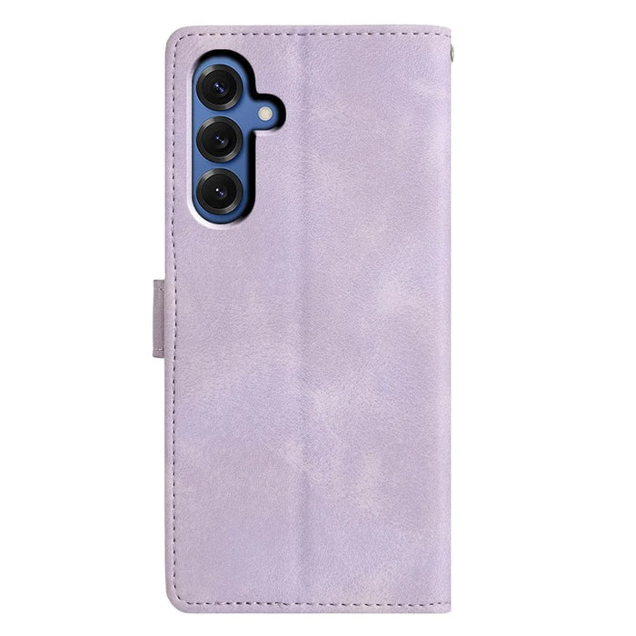For Samsung Galaxy A34 5G Case Wallet Stand Imprinted Triangle Pattern Leather Phone Flip Cover - Purple - 7
