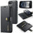 DG.MING for iPhone 17e / 16e Case Detachable Split Leather Phone Cover - Black - 1