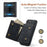 DG.MING M1 Series for iPhone 17e / 16e Case Kickstand PU Phone Cover with Detachable Wallet - Black - 7