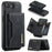 DG.MING M2 Series for iPhone 17e / 16e Case PU + PC + TPU Phone Cover Detachable Wallet - Black - 1