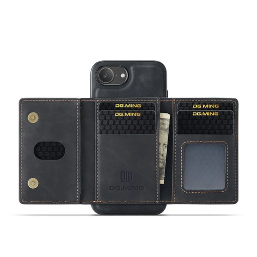 DG.MING M2 Series for iPhone 17e / 16e Case PU + PC + TPU Phone Cover Detachable Wallet - Black - 2