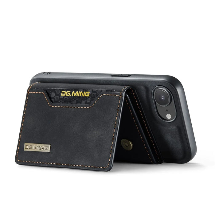 DG.MING M2 Series for iPhone 17e / 16e Case PU + PC + TPU Phone Cover Detachable Wallet - Black - 3