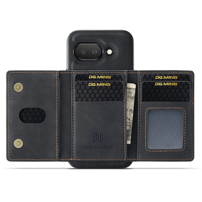 DG.MING M2 Series for Google Pixel 9a Case PU + PC + TPU Phone Cover Detachable Wallet - Black - 2
