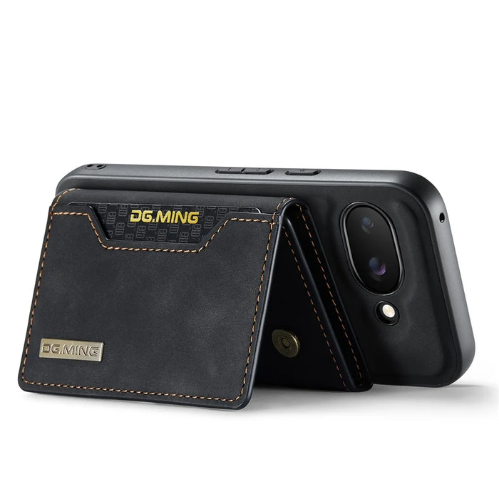 DG.MING M2 Series for Google Pixel 9a Case PU + PC + TPU Phone Cover Detachable Wallet - Black - 3
