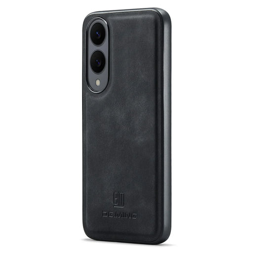 DG.MING For Samsung Galaxy S25 Edge Case PU Leather Covered PC + TPU Hybrid Phone Shell - Black - 1