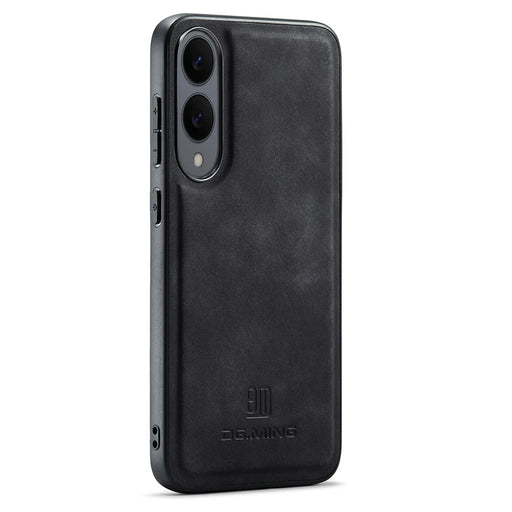 DG.MING For Samsung Galaxy S25 Edge Case PU Leather Covered PC + TPU Hybrid Phone Shell - Black - 2