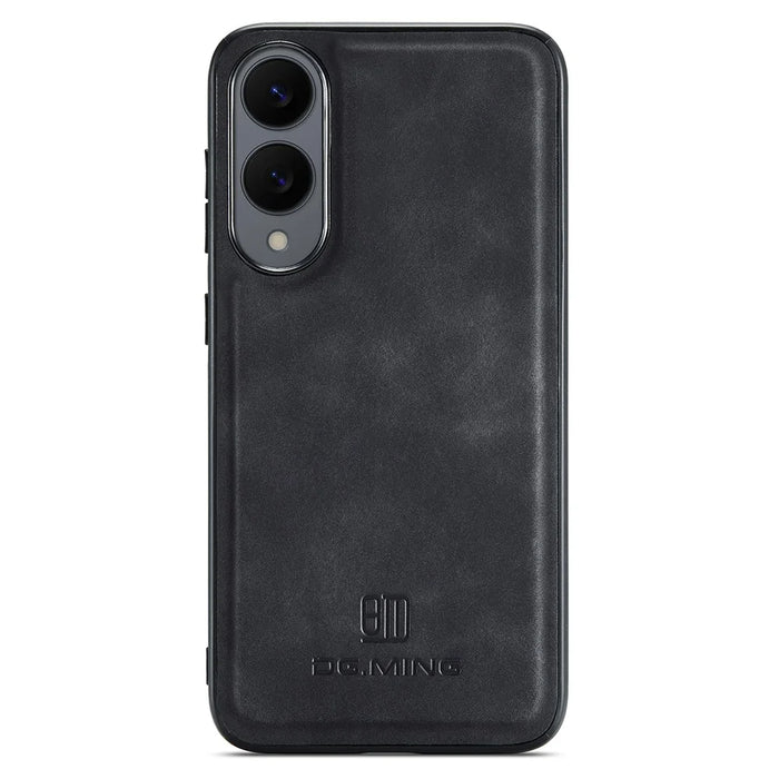 DG.MING For Samsung Galaxy S25 Edge Case PU Leather Covered PC + TPU Hybrid Phone Shell - Black - 4