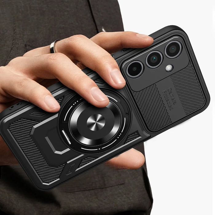 For Samsung Galaxy A36 5G Magnetic Case Rotating Kickstand TPU + PC Phone Cover - Black - 5