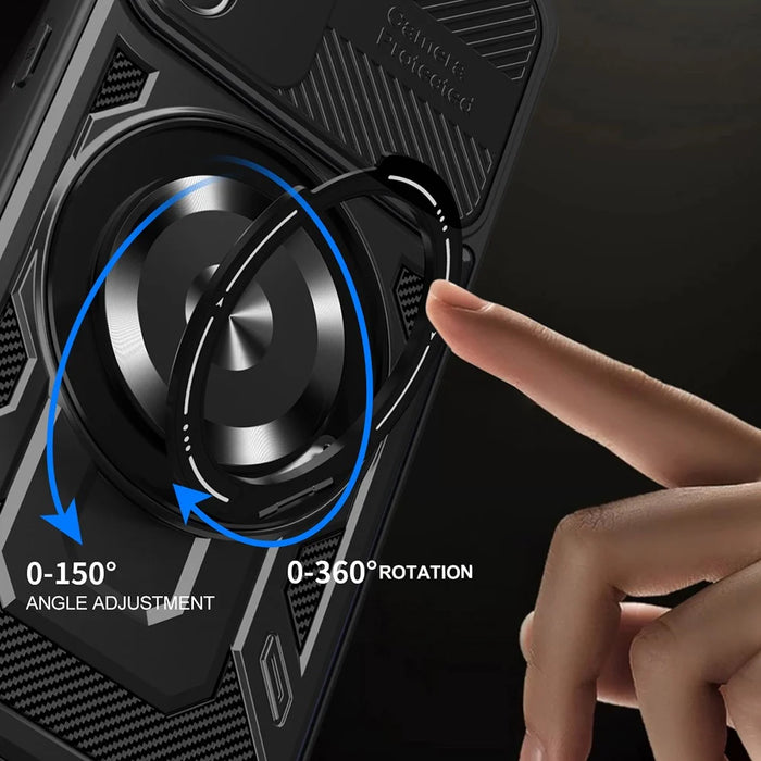For Samsung Galaxy A36 5G Magnetic Case Rotating Kickstand TPU + PC Phone Cover - Black - 6