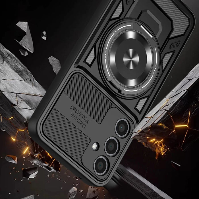 For Samsung Galaxy A36 5G Magnetic Case Rotating Kickstand TPU + PC Phone Cover - Black - 7