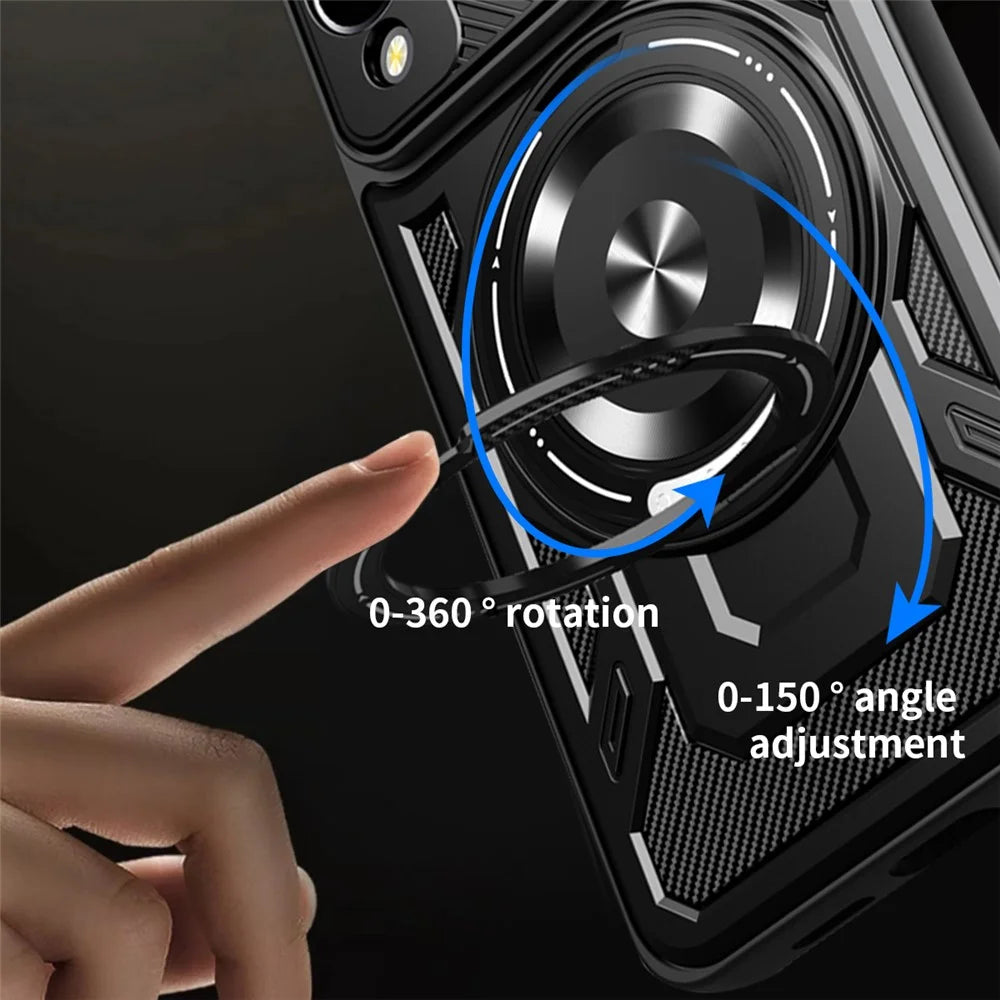 For Samsung Galaxy S25 Edge Magnetic Case Rotating Kickstand TPU + PC Phone Cover - Black - 7