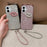For iPhone 16 Case with Strap Full Rhinestone Lip Decor TPU + PC Phone Back Cover - Pink - 7