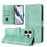 For iPhone 16 Pro Max Cases Wallet Stand Retro Texture Leather Phone Cover with Lanyard - Mint Green - 3