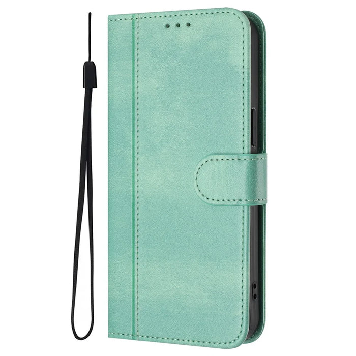 For iPhone 16 Pro Max Cases Wallet Stand Retro Texture Leather Phone Cover with Lanyard - Mint Green - 5