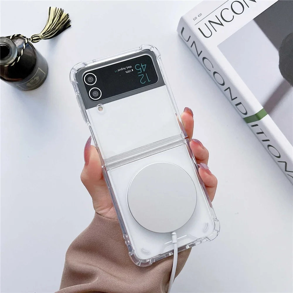 For Samsung Galaxy Z Flip4 5G Magnetic Case Anti-fall Phone Case, Soft TPU + Transparent PC Back Protective Cell Phone Cover - 2