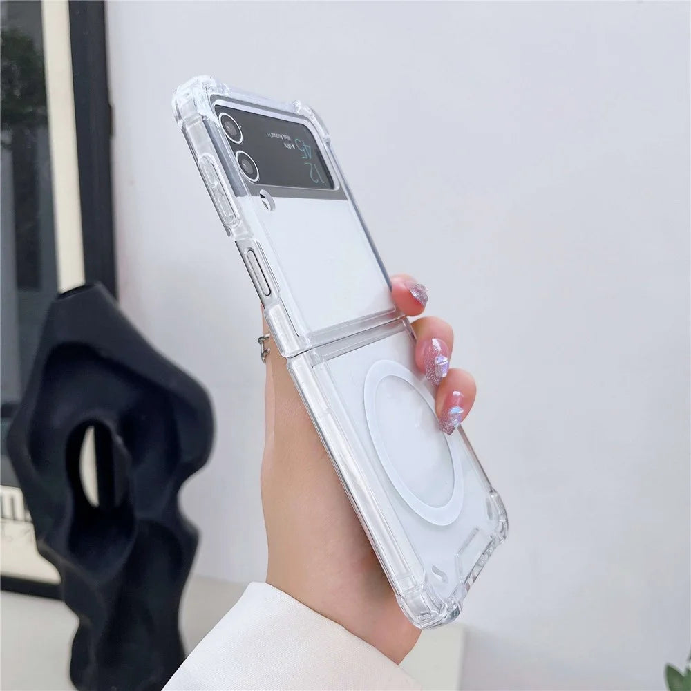 For Samsung Galaxy Z Flip4 5G Magnetic Case Anti-fall Phone Case, Soft TPU + Transparent PC Back Protective Cell Phone Cover - 4