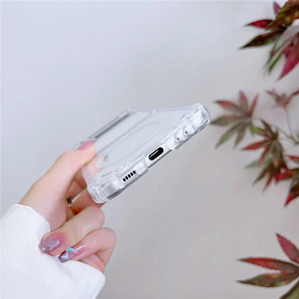 For Samsung Galaxy Z Flip4 5G Magnetic Case Anti-fall Phone Case, Soft TPU + Transparent PC Back Protective Cell Phone Cover - 5
