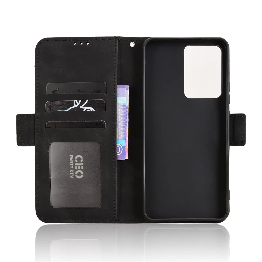 For Realme Neo7x 5G / Realme 14 5G / Realme P3 5G Leather Case Phone Wallet Cover with Multiple Card Slots - Black - 4