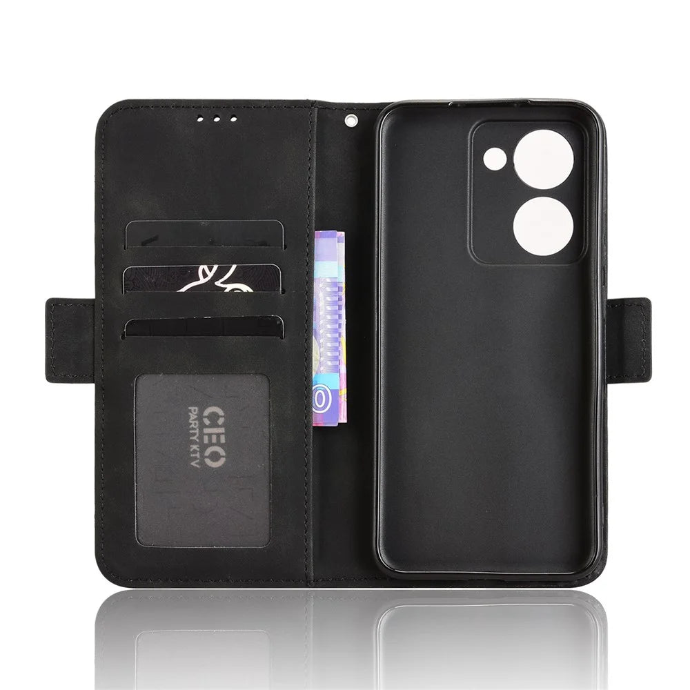 For Realme P3 Ultra 5G Leather Case Phone Wallet Cover with Multiple Card Slots - Black - 4