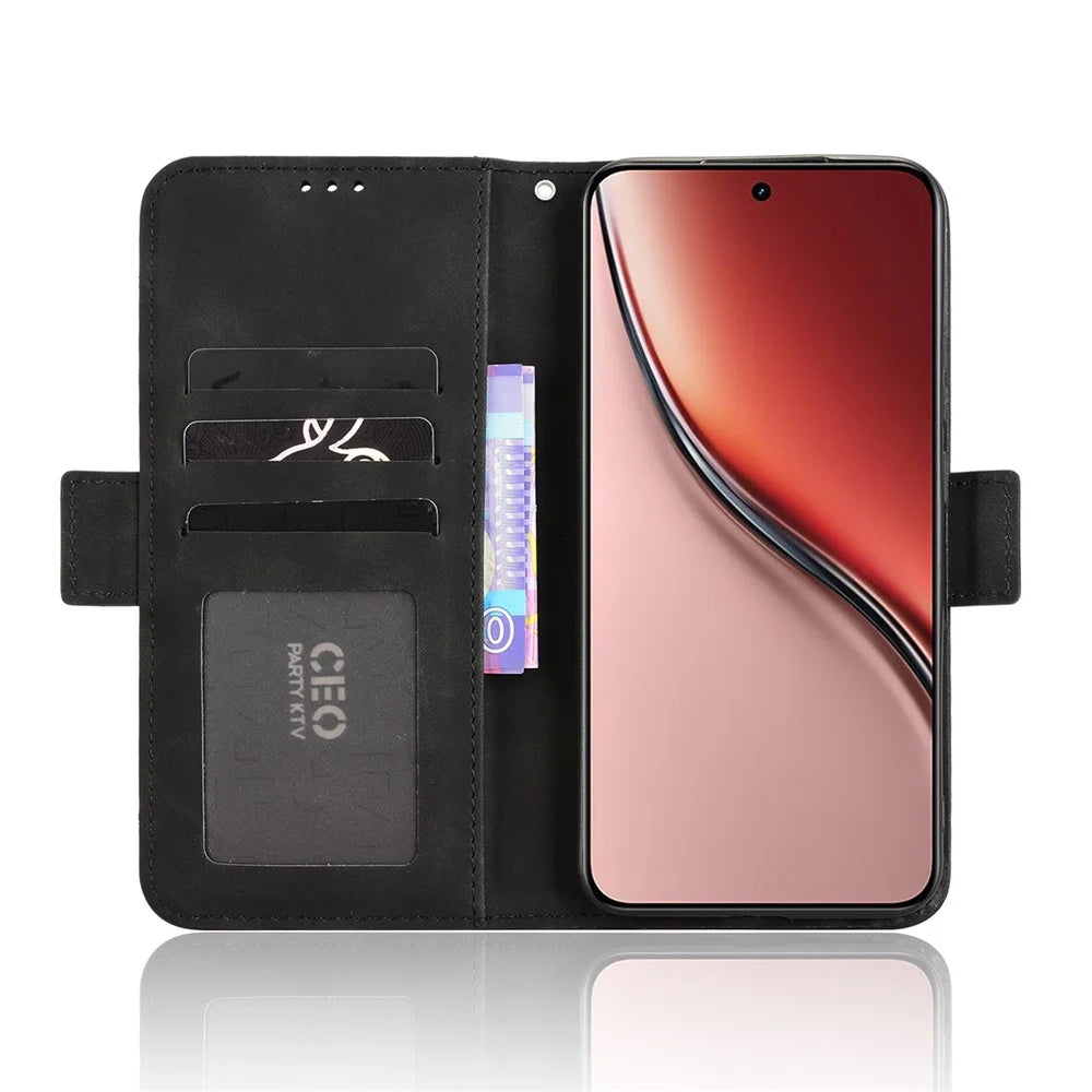 For Realme P3 Ultra 5G Leather Case Phone Wallet Cover with Multiple Card Slots - Black - 5