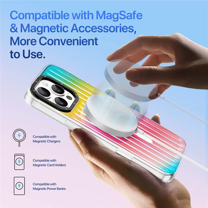 DUX DUCIS For iPhone 16 Pro Max Case  Zest Series Compatible with MagSafe Gradient TPU + PET Phone Cover - Gradient Rainbow - 5
