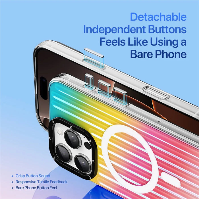 DUX DUCIS For iPhone 16 Pro Max Case  Zest Series Compatible with MagSafe Gradient TPU + PET Phone Cover - Gradient Rainbow - 7