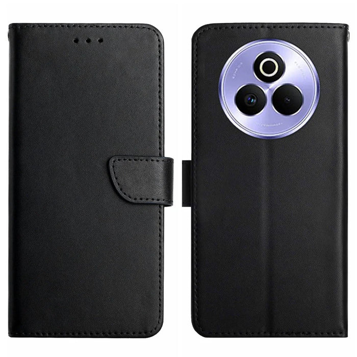 For Realme P3 Pro 5G Case Genuine Cow Leather Phone Cover Nappa Texture - Black - 1