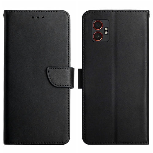 For Samsung Galaxy XCover7 Pro Case Genuine Cow Leather Phone Cover Nappa Texture - Black - 1