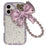 For iPhone 16 Plus Case Glitter Epoxy Design TPU + PC Phone Back Cover with Bow Strap, Rhinestone Decor - Purple - 1