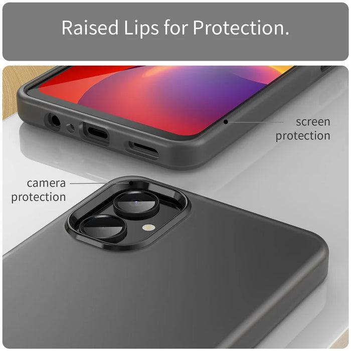 For Samsung Galaxy A06 5G Case TPU + PC Phone Back Cover Matte Translucent Design - Black - 4