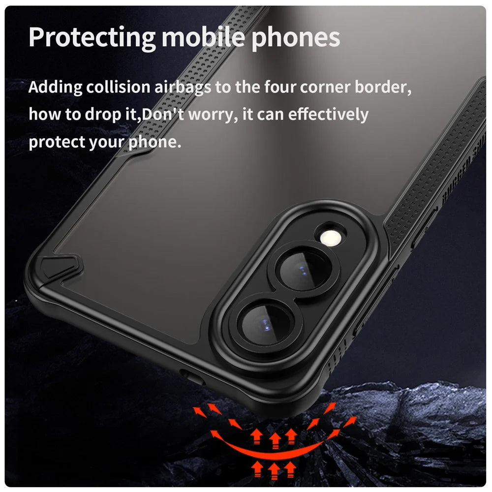 For Samsung Galaxy S25 Edge Case Hybrid Frosted Phone Back Cover - Black - 3