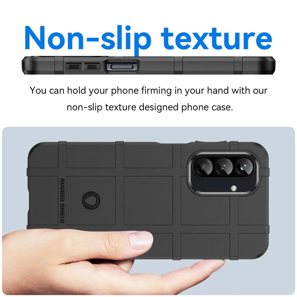 For Samsung Galaxy A26 5G Case Grid Design Soft TPU Scratch-Proof Phone Cover - Black - 4