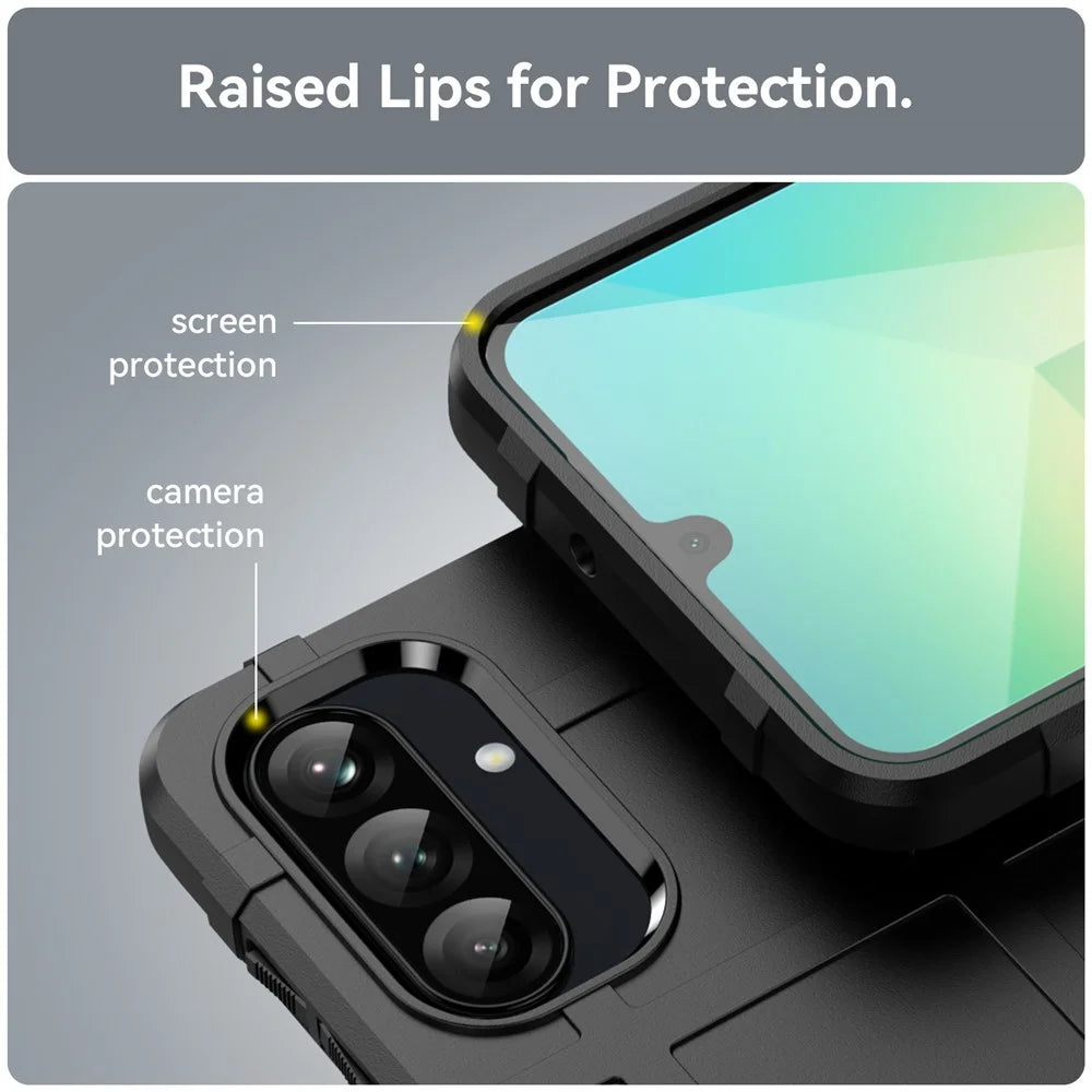 For Samsung Galaxy A26 5G Case Grid Design Soft TPU Scratch-Proof Phone Cover - Black - 6