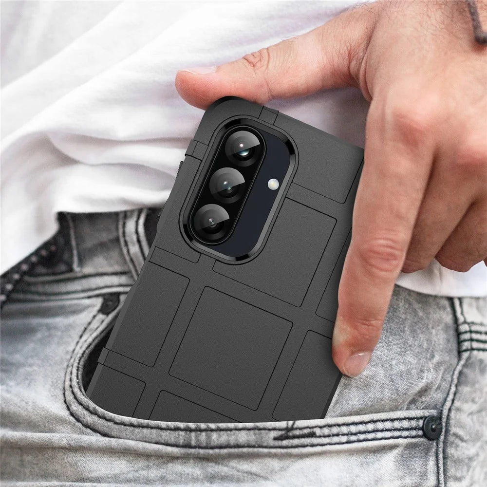 For Samsung Galaxy A26 5G Case Grid Design Soft TPU Scratch-Proof Phone Cover - Black - 7