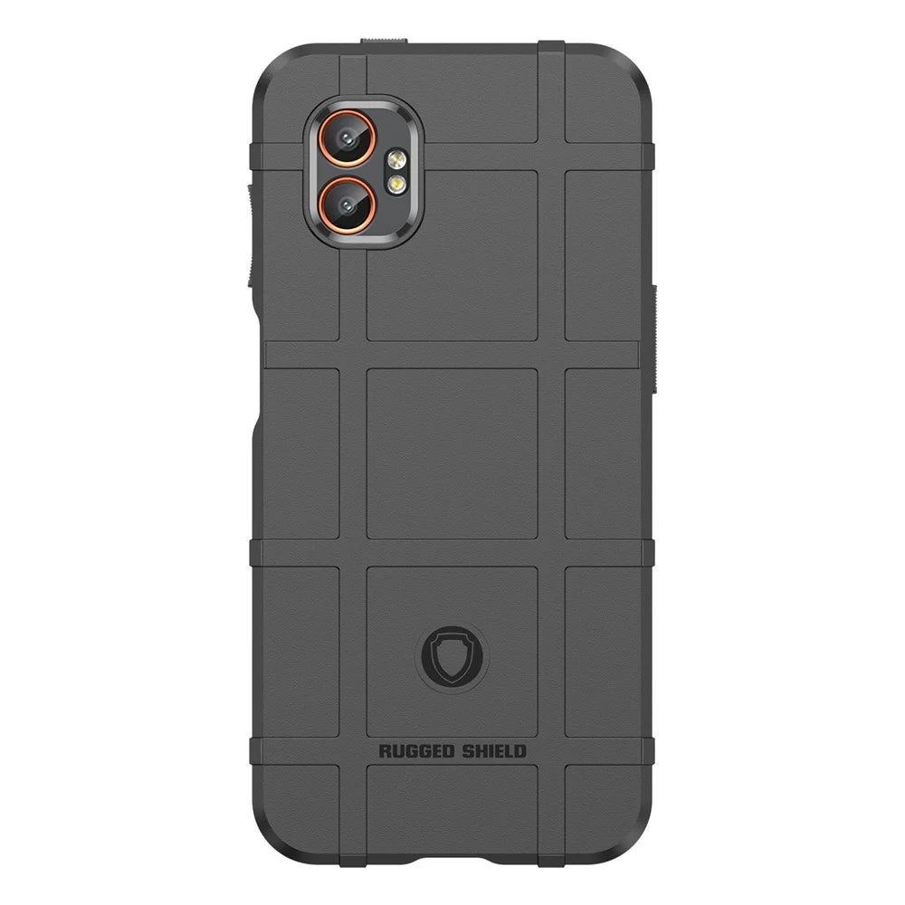 For Samsung Galaxy XCover7 Pro Case Grid Design Soft TPU Scratch-Proof Phone Cover - Black - 1