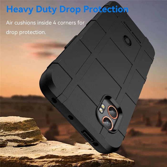 For Samsung Galaxy XCover7 Pro Case Grid Design Soft TPU Scratch-Proof Phone Cover - Black - 2