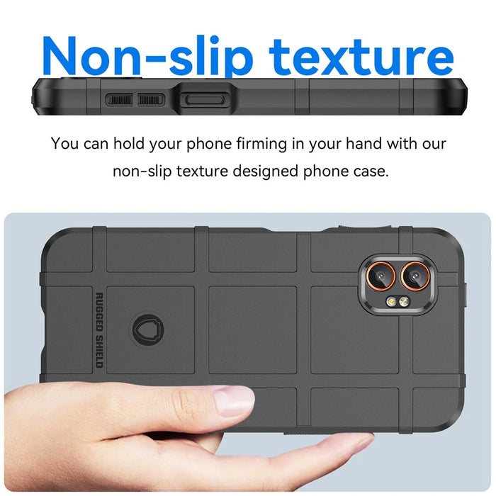 For Samsung Galaxy XCover7 Pro Case Grid Design Soft TPU Scratch-Proof Phone Cover - Black - 3