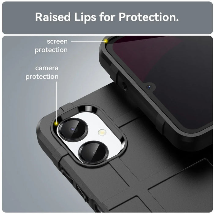 For Samsung Galaxy A06 5G Case Grid Design Soft TPU Scratch-Proof Phone Cover - Black - 5