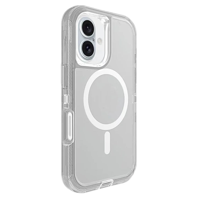 For iPhone 16 Case Compatible with MagSafe Shockproof TPU + PC Phone Back Cover - Transparent Grey - 2