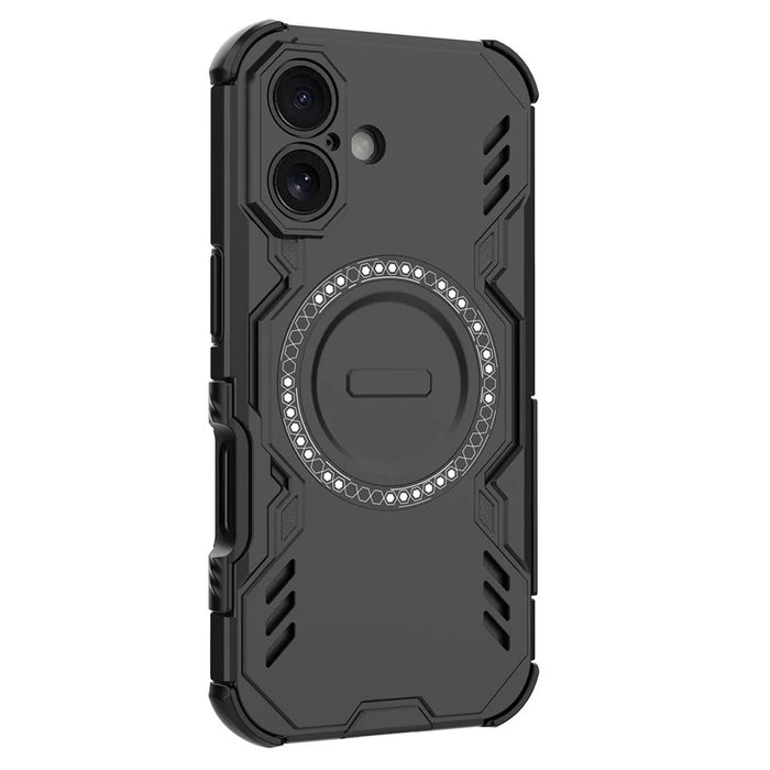 For iPhone 16 Plus Magnetic Case Butterfly Armor Hollow Heat Dissipation PC + TPU Phone Cover - Black - 2
