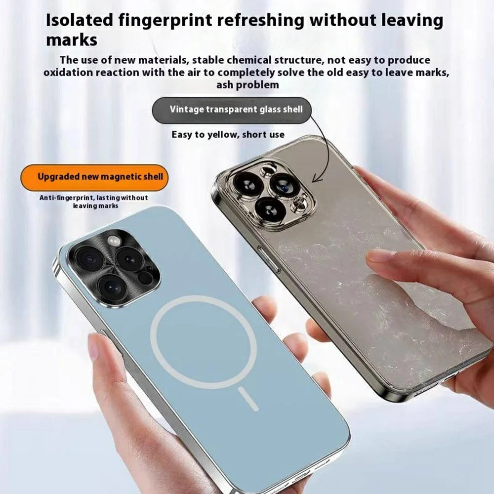 For iPhone 13 Pro Case Compatible with MagSafe Acrylic + TPU Airbag Protection Phone Cover - Navy Blue - 4