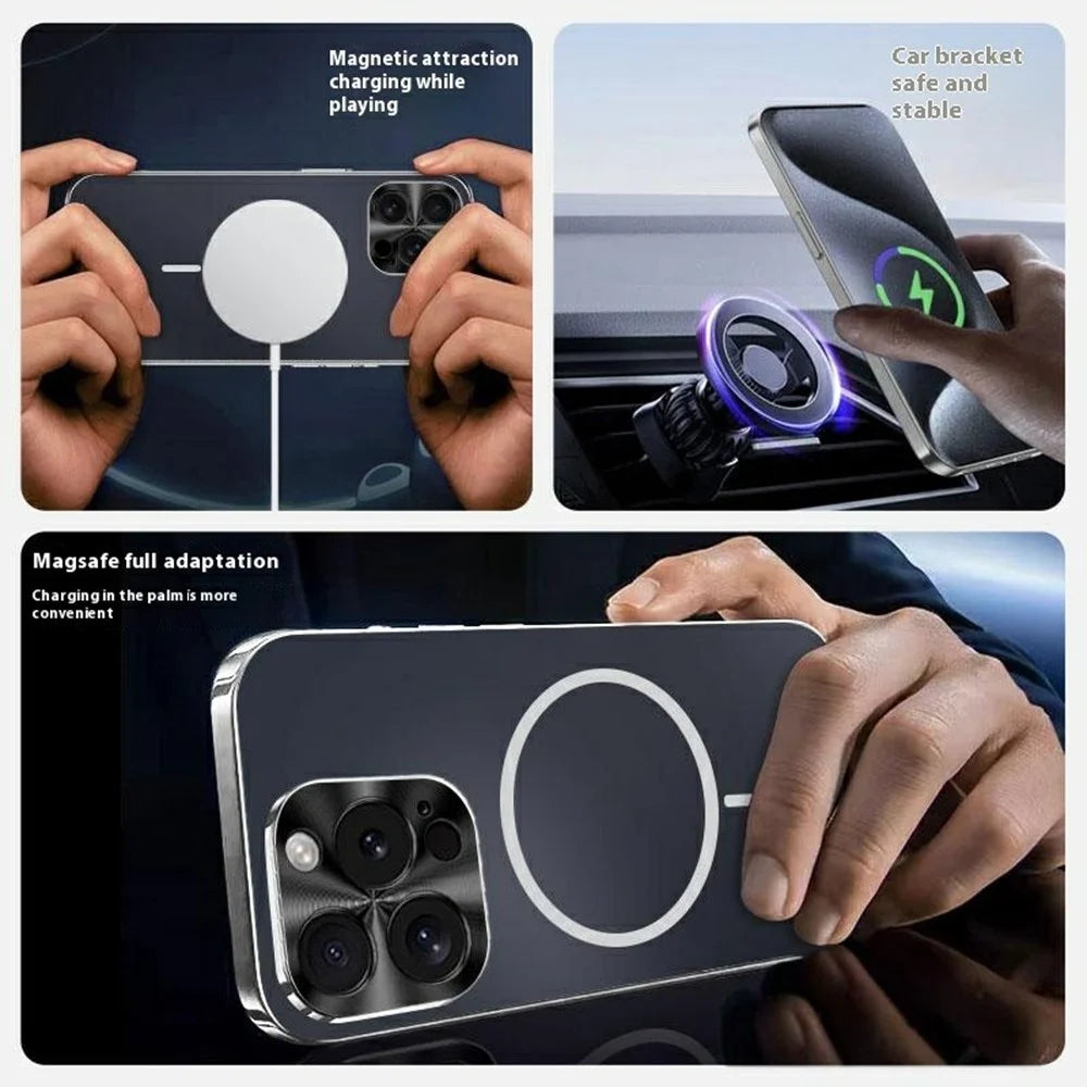 For iPhone 15 Pro Max Case Compatible with MagSafe Acrylic + TPU Airbag Protection Phone Cover - Navy Blue - 5