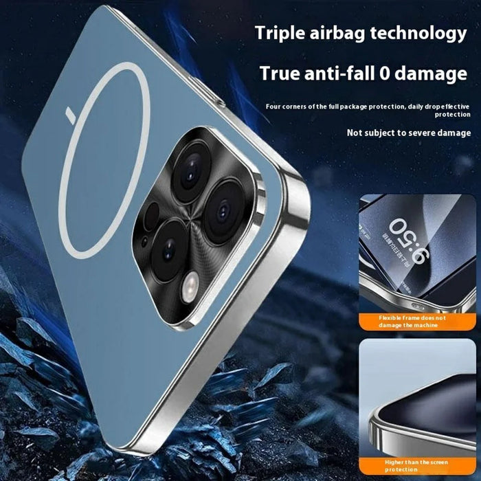 For iPhone 14 Pro Max Case Compatible with MagSafe Acrylic + TPU Airbag Protection Phone Cover - Navy Blue - 3