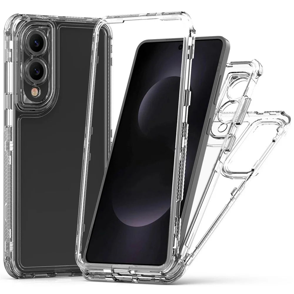 For Samsung Galaxy S25 Edge Case 3 in 1 Detachable Anti Drop Clear PC + TPU Phone Back Cover - 1