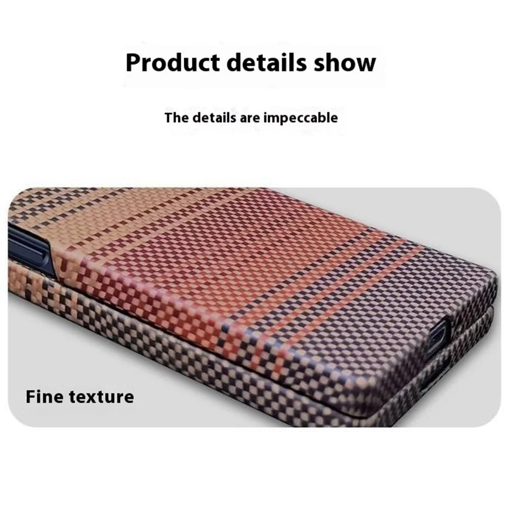 For Samsung Galaxy Z Fold5 5G Magnetic Case Precise Cutouts Gradient Aramid Fiber Phone Cover with Metal Lens Framee - Blue Floating Weave - 4